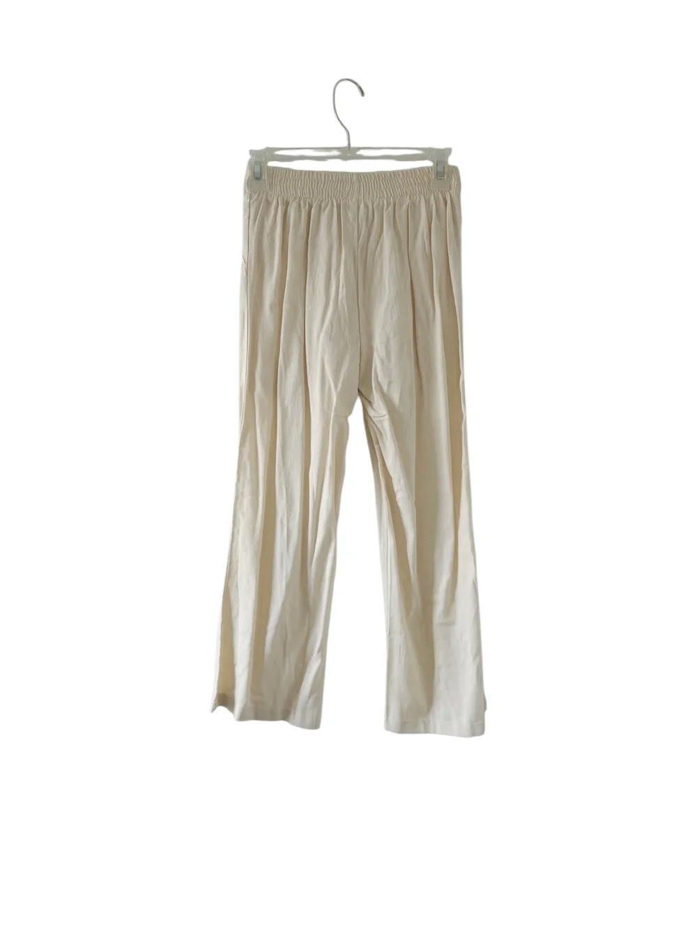 New Haute Hippie Kids Cream Wide-Leg Linen Blend Pants Size 10 Side Buttons